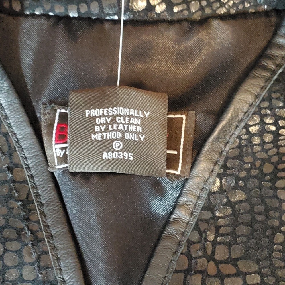 Bradley By Bradley Bayou Black Genuine Leather Jacket Embossed Texture Size 2XL - Picture 9 of 15